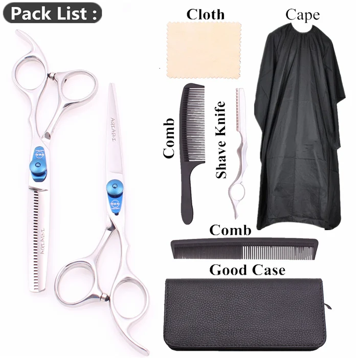 Hair Scissors 6" JP 440C AQIABI Brand Hair Cutting Scissors Thinning Shears Barber Shears Hairdressing Scissors Anti-Tooth A1115 - Цвет: A1115N Lan D-E1 6Y
