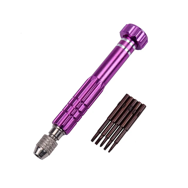 1PC 5 in 1 Screwdriver Bit Repair Screen Open Tool Kit Precision Screwdrivers Set Mobile Phone Repair Tools Screwdriver Purple