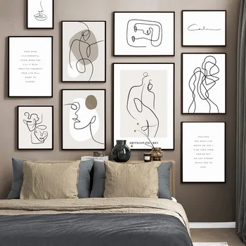 

Abstract Line Drewing Body Face Quotes Wall Art Canvas Painting Nordic Posters And Prints Wall Pictures For Living Room Decor