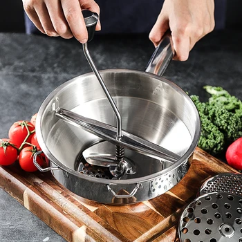 

Stainless Steel Grinder Good Grips Food Mill Cookware Mashing Straining Grating Fruits Vegetables Mashed Potatoes Kitchen ToolAB