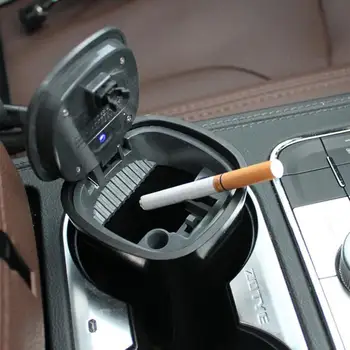 

2020 New Car Solar Led Ashtray Enhanced Auto Accessories Ashtray Solar Energy Led Ashtray Closed Structure One-Touch Top Cover