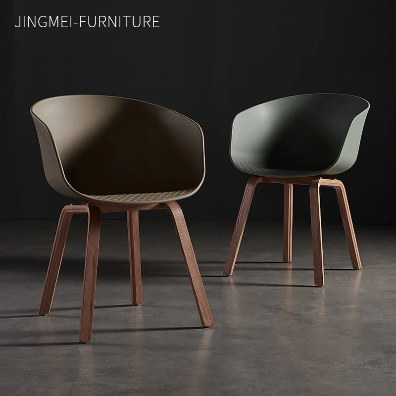 

Northern Europe Solid Wood Dining Chair Designer Household Chair Adult Backrest Originality Leisure Time Negotiate Chair Plastic