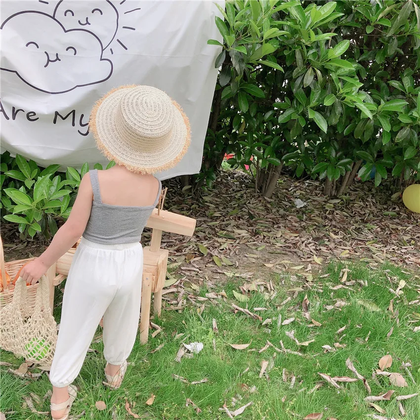 Roupas de Verão Algodão sem Mangas Crianças Novas Meninas Colete Bebê Elástico Cabresto Topos Menina Moda Estilingue Roupas 2020 41 algodão sem mangas colete bebê crianças elástico