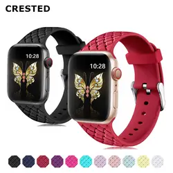 Хохлатый спортивный силиконовый ремешок для apple watch 4 band 44 мм/40 мм correa iwatch series 4 3 2 1 42 мм/38 мм Резиновые наручные часы ремень