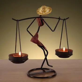 

Creative Nordic Metal Candlestick Abstract Character Sculpture Candle Holder Decor Handmade Figurines Home Decoration Art Gift