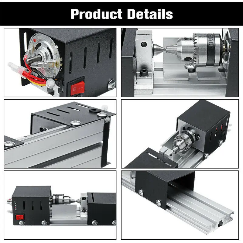 

200W Mini Lathe Bead Machine Wood Working DIY Lathe Polishing Professional Drill Cylindrical Wood Finishing
