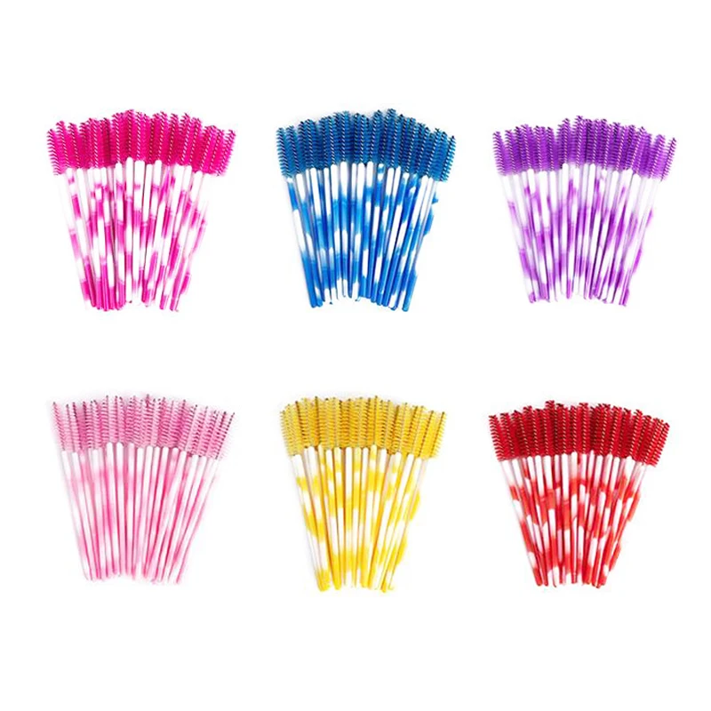 

Two-Color Plastic Handle Nylon Fiber Eye Lash Applicator Disposable Colorful Eyebrow Mascara Brushes Eyelash Extension Tools