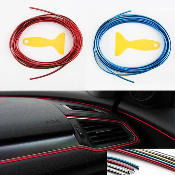 

5M Car Styling Interior Decoration Strip Chrome Silver Blue Red Moulding Trim Air Dashboard Door Edge Auto Accessories