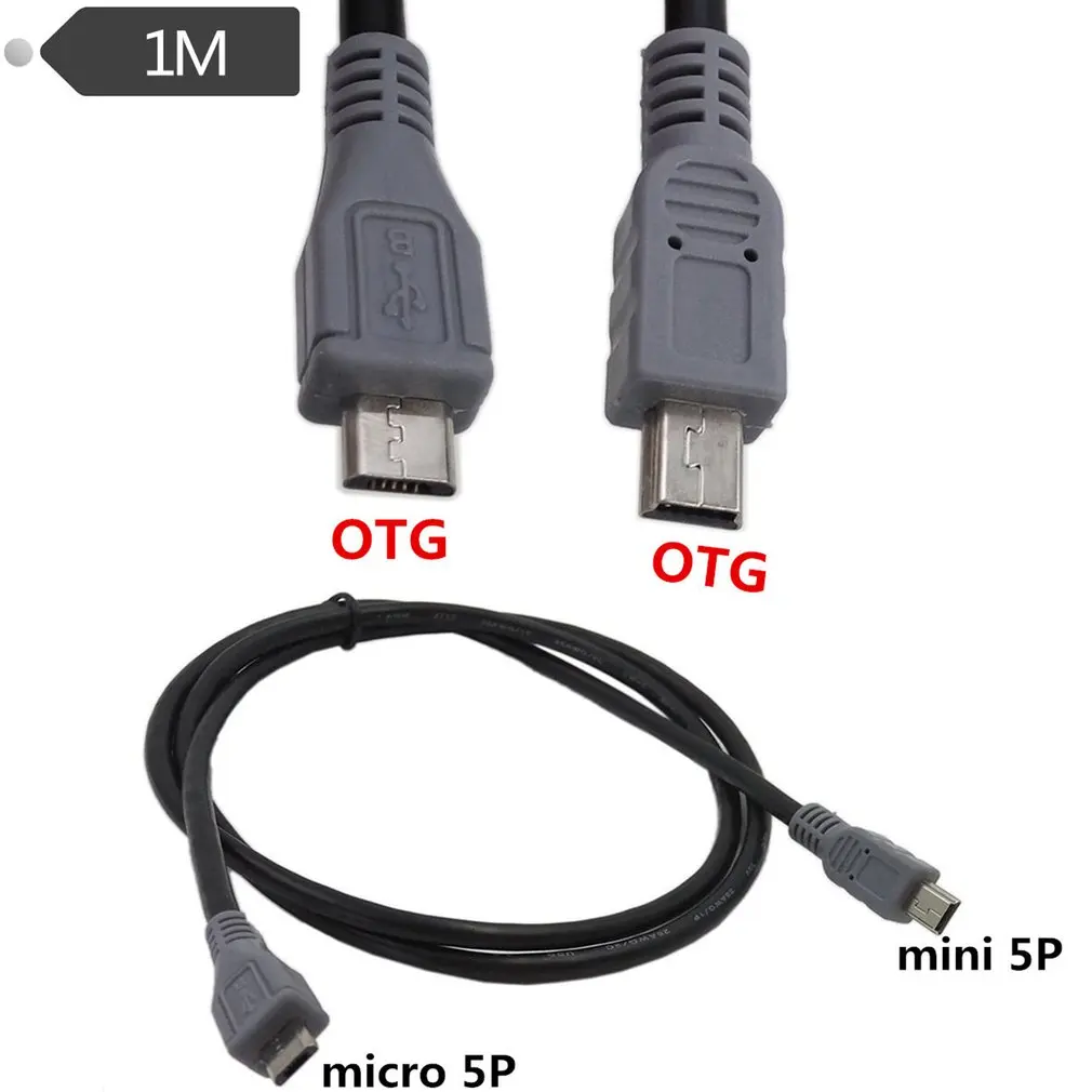 1 м Micro USB к Mini USB OTG Кабель-адаптер папа к мужчине Тип 5-контактный конвертер адаптер передачи данных зарядный кабель-удлинитель