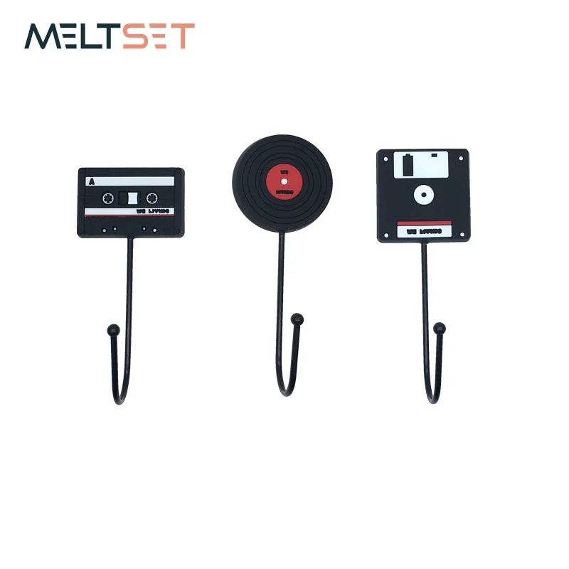 

Creative Small Items Home Retro Hook Multifunctional Seamless Disk Record Bathroom Kitchen Door Back For Key Hanging Hook Decor