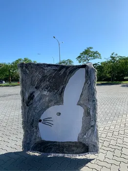 

Black White Bunny Rabbit Throw Blanket Knitted Chair Sofa Cover Couch Carpet Cotton Travel Cover Bedding Tapestry Beach Blanket