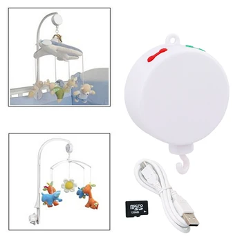 

Song Rotary Baby Mobile Crib Bed Bell Toy Battery-operated Movement Music Box Newborn Bell Crib Baby Toys + 128MB SD Card