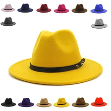 Шляпа федора для мужчин и женщин однотонная Федора с широкими