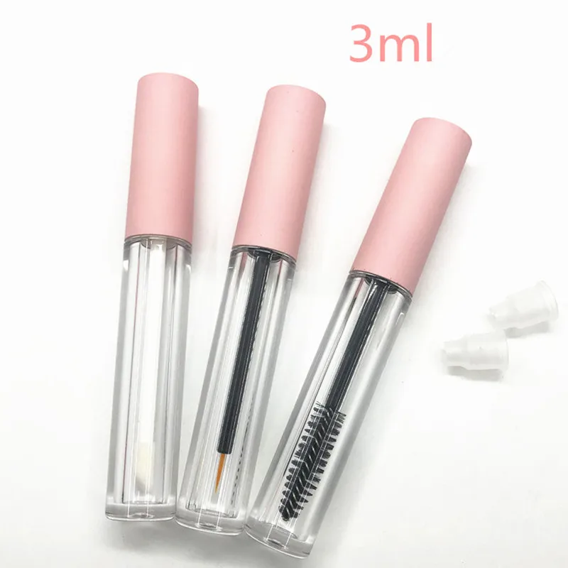 

10/30/50pcs 3ml Empty Lip Gloss Tubes DIY Clear Mascara Tubes With Matte Pink Cap Cosmetic Eyeliner Refillable Containers