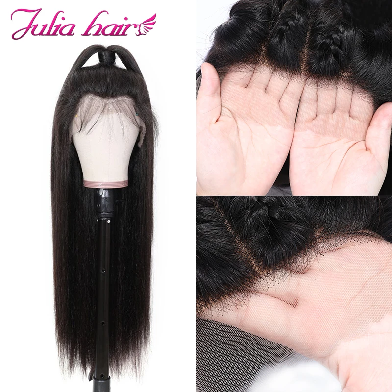 Ali Julia волосы 1"-26" поддельные головы кружевной парик бразильские человеческие волосы без клея парики remy волосы 150% Плотность 13*4 13*6 дюймов на выбор