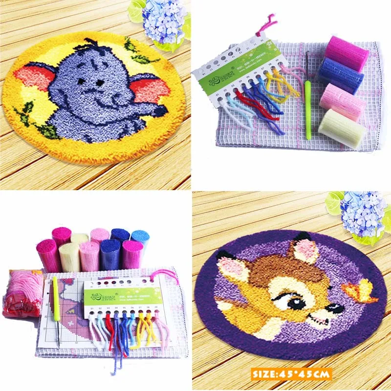 Latch Hook Rug Kits Tapijt Knoopkussen Dieren Latch Hook Canvas Carpet Embroidery Knitted Smyrna Foamed For Needlework DIY Craft