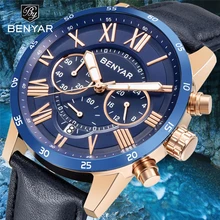 BENYAR Топ люксовый бренд мужские часы кварцевые спортивные наручные часы Мужские Водонепроницаемые кожаные часы с хронографом мужские часы Relogio Masculino