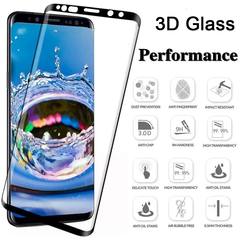 Закаленное стекло для Samsung Galaxy S8 Note 8 9 S9 Plus 3D изогнутая Защита экрана S10 S10e защитное