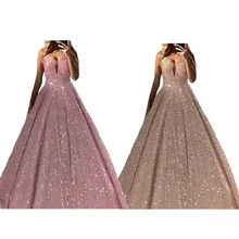 BacklakeGirls Сверкающее блестящее сексуальное винтажное вечернее платье трапециевидной формы с глубоким v-образным вырезом шесть цветов вечернее платье Bestido De Fiesta Noche