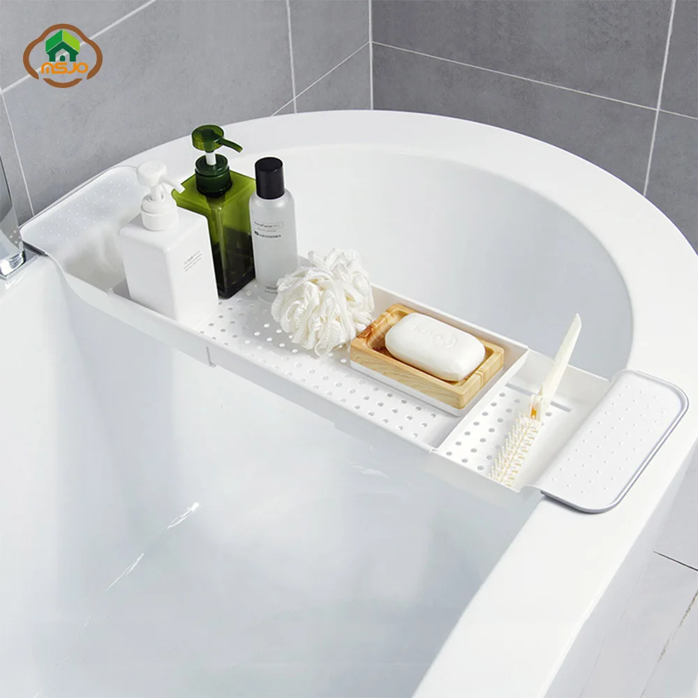 

MSJO Bathtub Shelf Shower Organizer Expandable Holder Kitchen Basket Tray Accessories Multifunctional Bathroom Storage Shelves