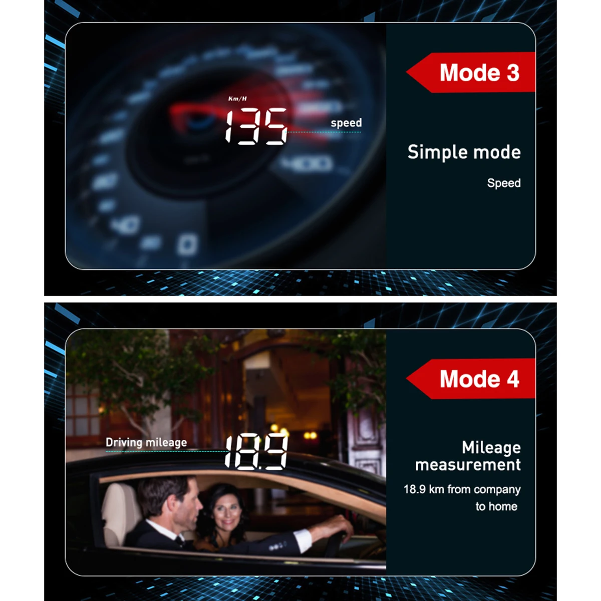 Автомобильный HUD Дисплей OBD2 OBDII превышение скорости Предупреждение Системы лобовое стекло проектор Авто Яркость регулировки
