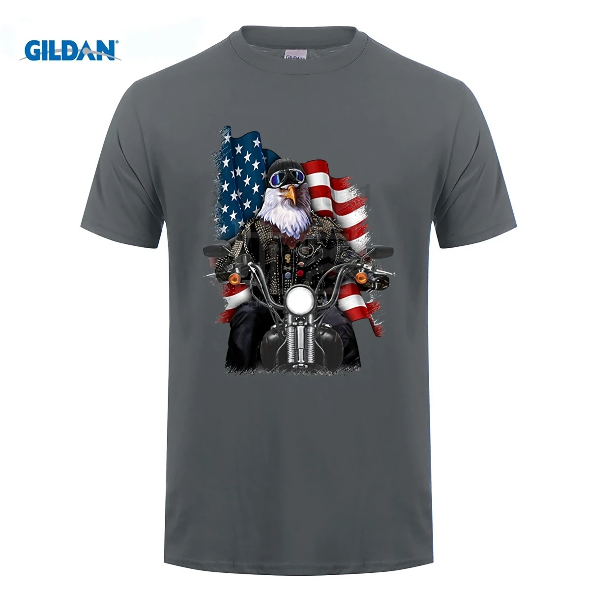 T-Shirt, America Bald Eagle as Biker Riding Motorcycle
