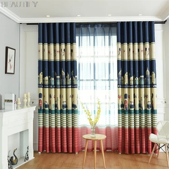 

Children's Cartoon Full Blackout Curtain Cloth Royal Guard Curtain French Window 2~3times of The Window Width 1 X Curtain Panel