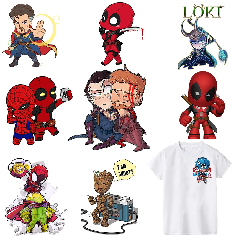 

Marvel Deadpool Iron on Cartoon Patches For Clothing Thermal Stickers On Clothes DIY T-Shirt for Boys Heat Transfer Vinyl Print