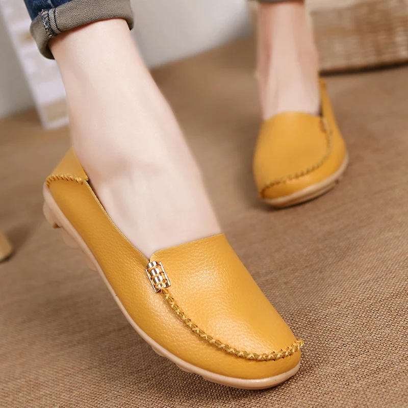 Flat Shoes Women Slip On Shoes For Women's moccasins Genuine Leather Loafers Women Flats Ladies Shoes Plus Size Sapato Feminino