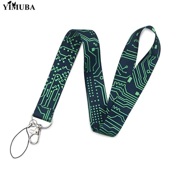 

YIMUBA Computer Circuit Board Print Lanyards Keychain USB ID Card Bagde Holder Phone Neck Straps Computer Geekery Nerd Key Chain