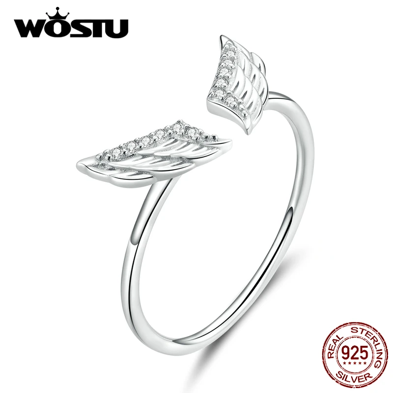 WOSTU 925 пробы Серебряный Длинный хвост мышь открытые Регулируемые кольца вечерние