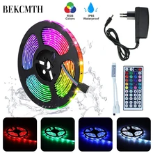 BEKCMTH RGB Светодиодная лента светильник SMD2835 5050 5 м 10 м Водонепроницаемая RGB лента DC12V Светодиодная лента s лампа с ИК-пультом дистанционного управления