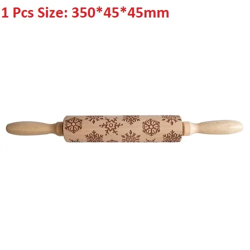 1PC i Рождественская скалка для теста, Деревянная Рождественская скалка для тиснения, палочка для выпечки, кондитерский инструмент, Рождественское украшение для дома - Цвет: 1PC i