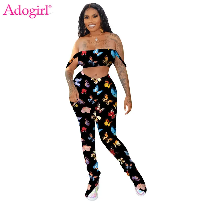 Женский комплект из двух предметов Adogirl укороченный топ с открытыми плечами без