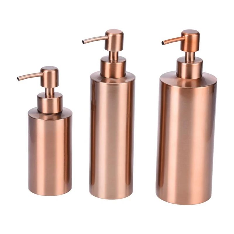 Stainless Steel Rose Gold Soap Dispenser Bathroom Hand Pump Liquid Soap Dispenser Lotion Bottle Bathroom Tool 350Ml