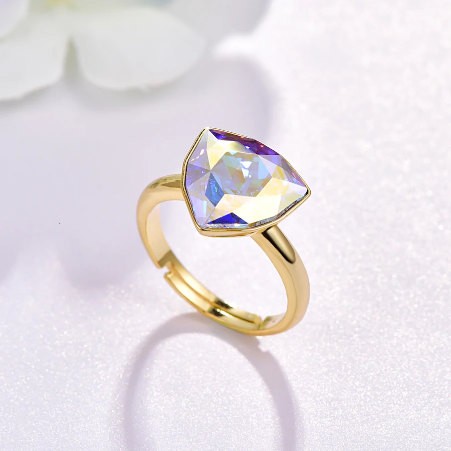 Роскошные открытые кольца для женщин с кристаллами SWAROVSKI, новые модные элегантные женские кольца для свадебной вечеринки, ювелирные аксессуары, подарок для девочки