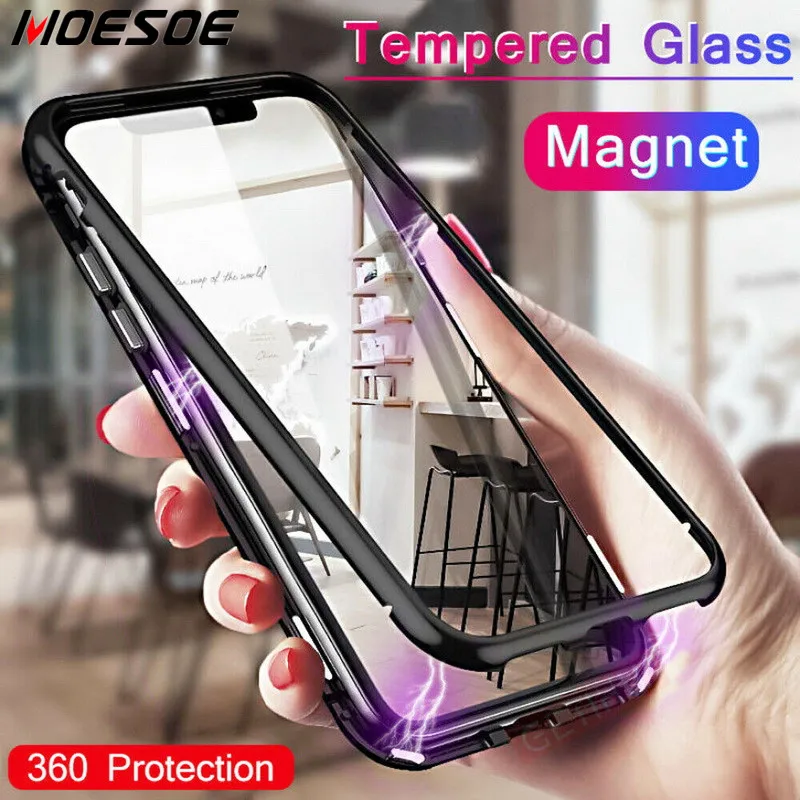 

Magnetic Adsorption Metal Case For Samsung Galaxy A50 A70 S8 S9 S10 Plus S10e Note 10 9 8 A40 A10 A20 A30 A7 A9 2018 Glass Case