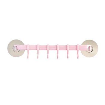 

Newest 6 Even Row Hooks Strong Adhesive Hook Kitchen Wall Hanging Bathroom Nail-free Seamless Rack