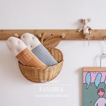 

Handmade Natural Fruit Organizer Baby Room Nursery Decoration Woven Organizers Home Wall Decor Rattan Apple Shape Storage Basket