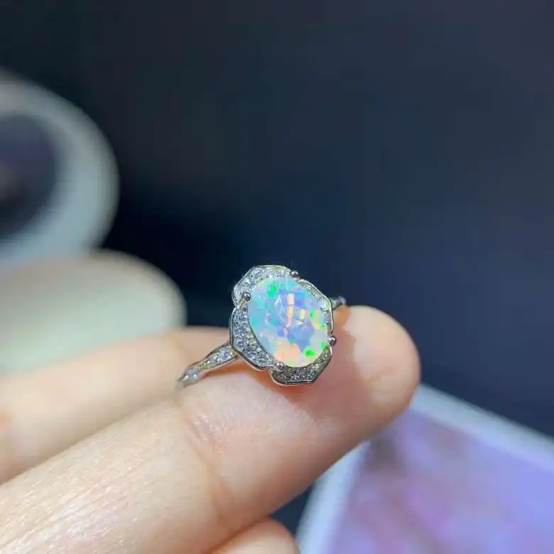 100% 本物のホワイトオパールリング日常着のための6ミリメートル * 8