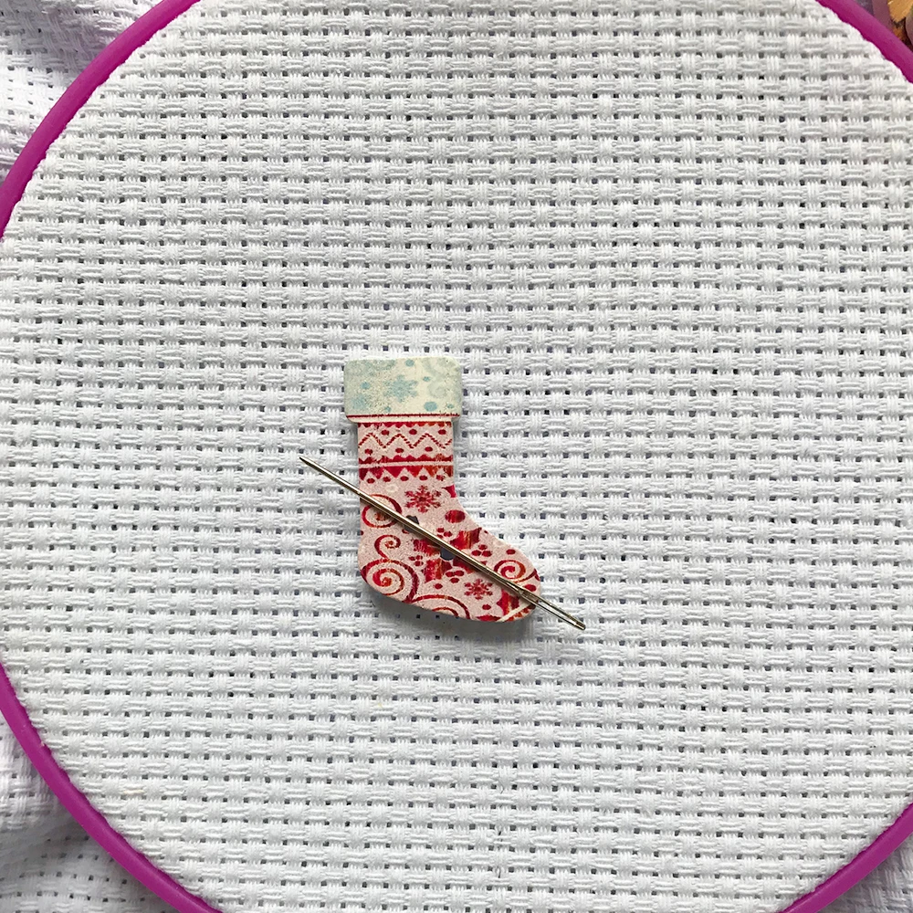 Christmas Sock Needle minder to keep track of your needle Cross Stitch Accessories |