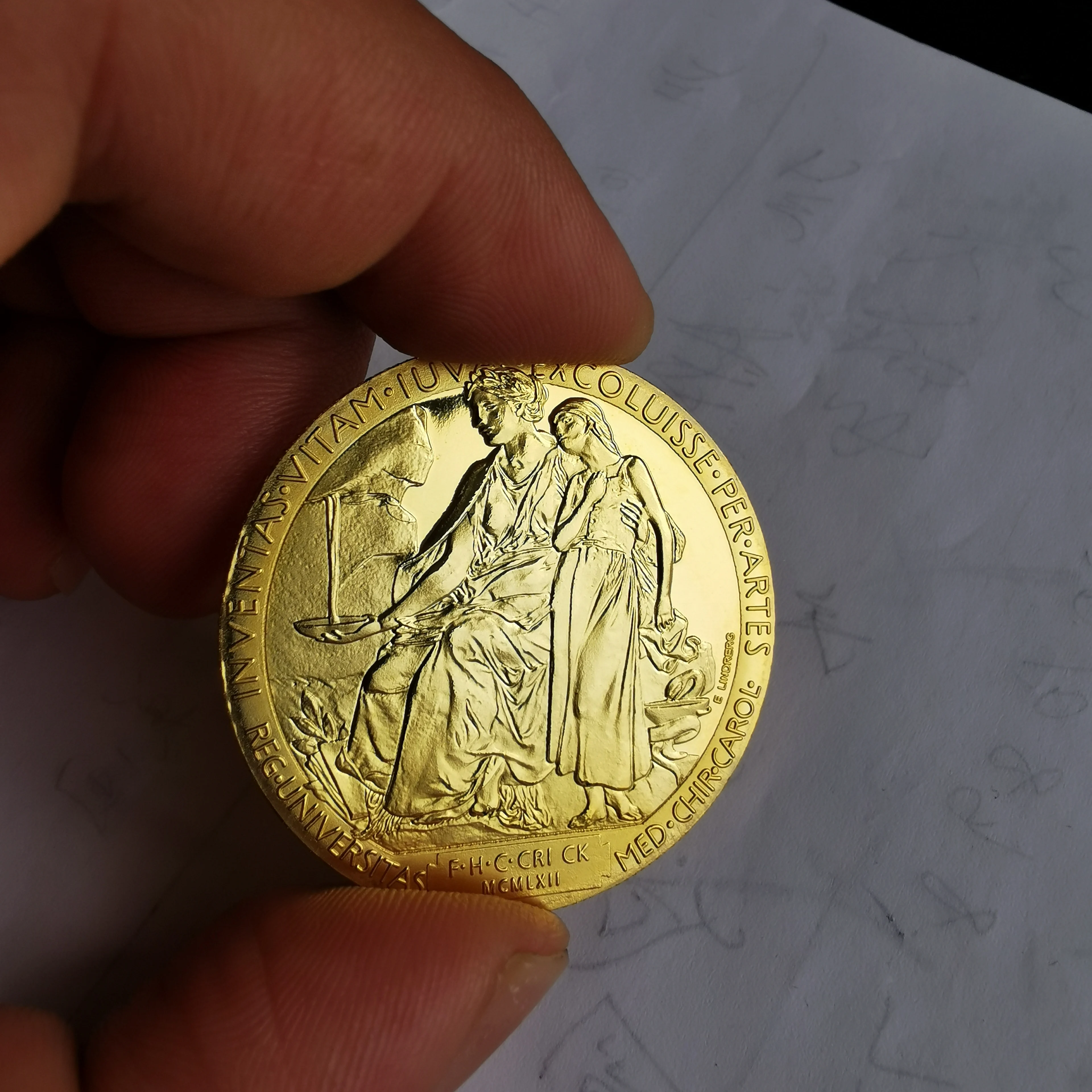 Nobel Prize in Physiology or Medicine Gold Plated Coin Nobel Head Portrait Coin