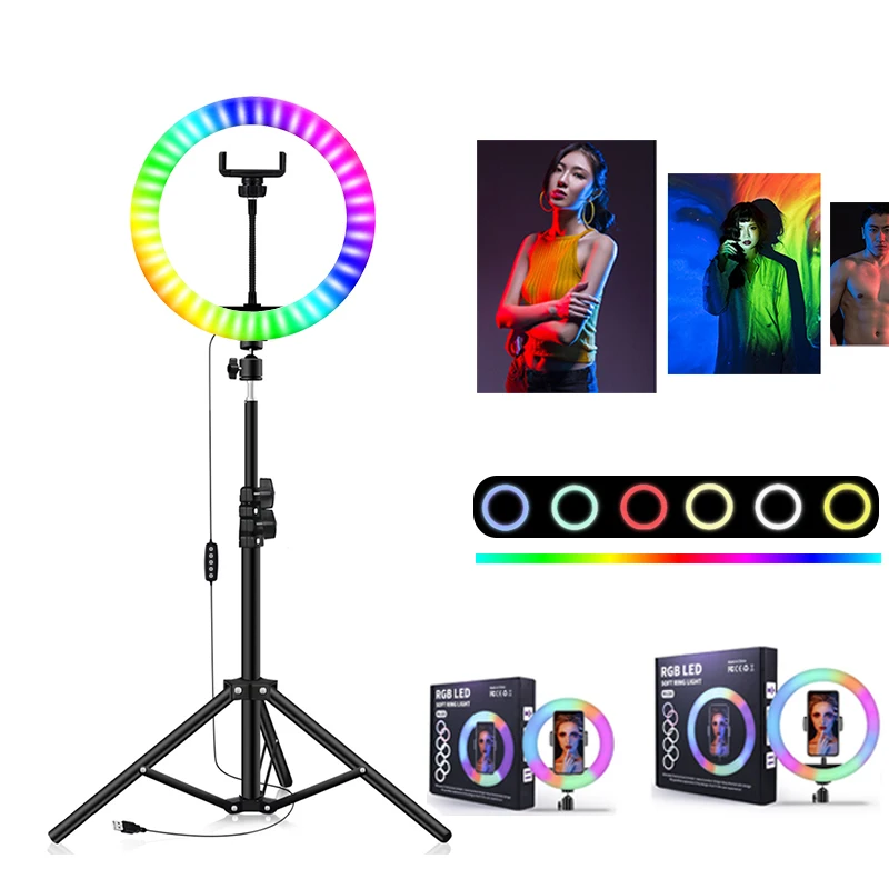 Кольцевой светильник RGB 10 дюймов со штативом для селфи | Электроника
