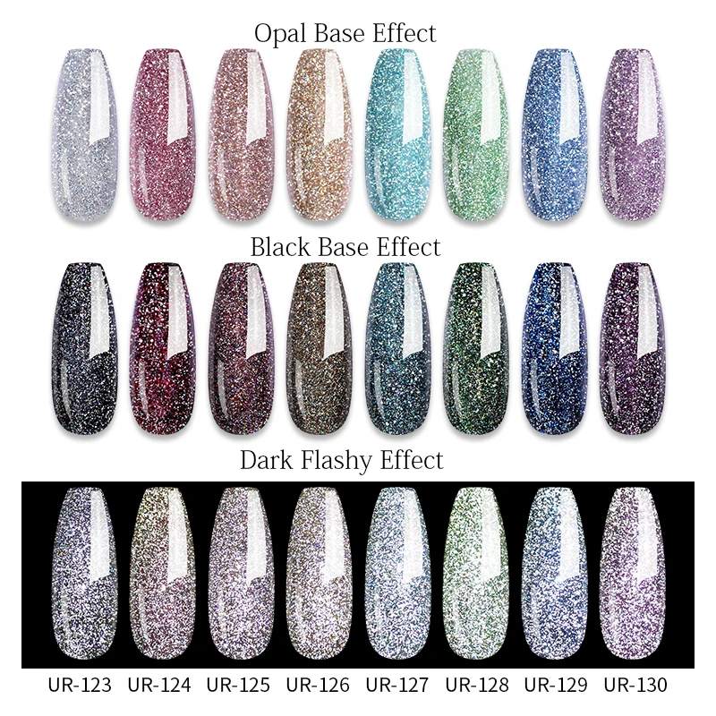 Reflective Glitter Gel Nail Polish Champagne Silver