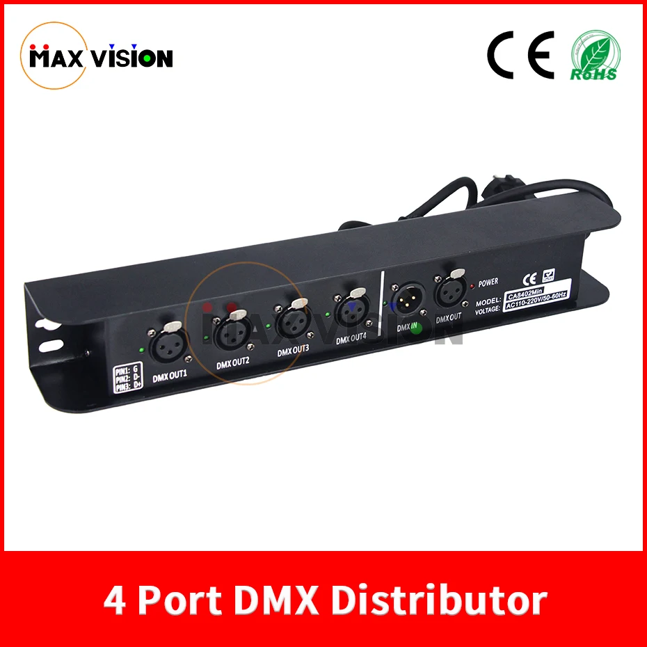 

1pc Dmx Controller 4 Port DMX Splitter Output 512x4 Channels For Dj Disco Stage Light Control