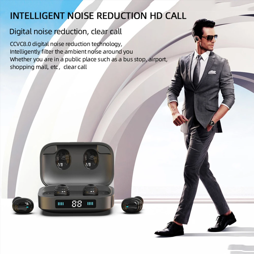 KAYINUO 6D, стерео, TWS, bluetooth, гарнитура, 5,0, 2000 мАч, зарядное устройство для телефона, глубокий бас, звук, беспроводные наушники с микрофоном, мощный светодиодный дисплей