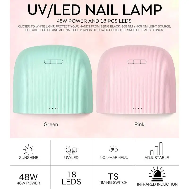 48W Nail Lamp Dryer UV LED Gel Nails Dryer Infrared Sensor Timer Setting Manicure Machine Tool