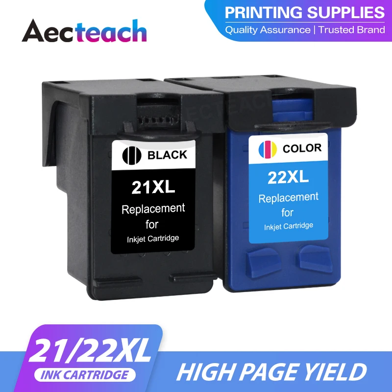 

Aecteach Cartridge For Hp 21 22 For Hp21 Hp22 Ink Cartridges for Hp Deskjet F2180 F2200 F2280 F4180 F300 F380 380 D2300 Printers