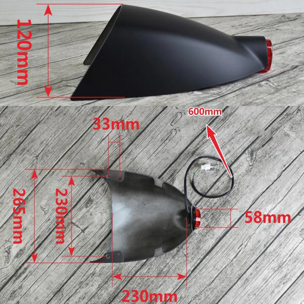 Motorcycle Rear Seat Cowl Cover with LED Light Lamp for Cafe Racer - Matt Black