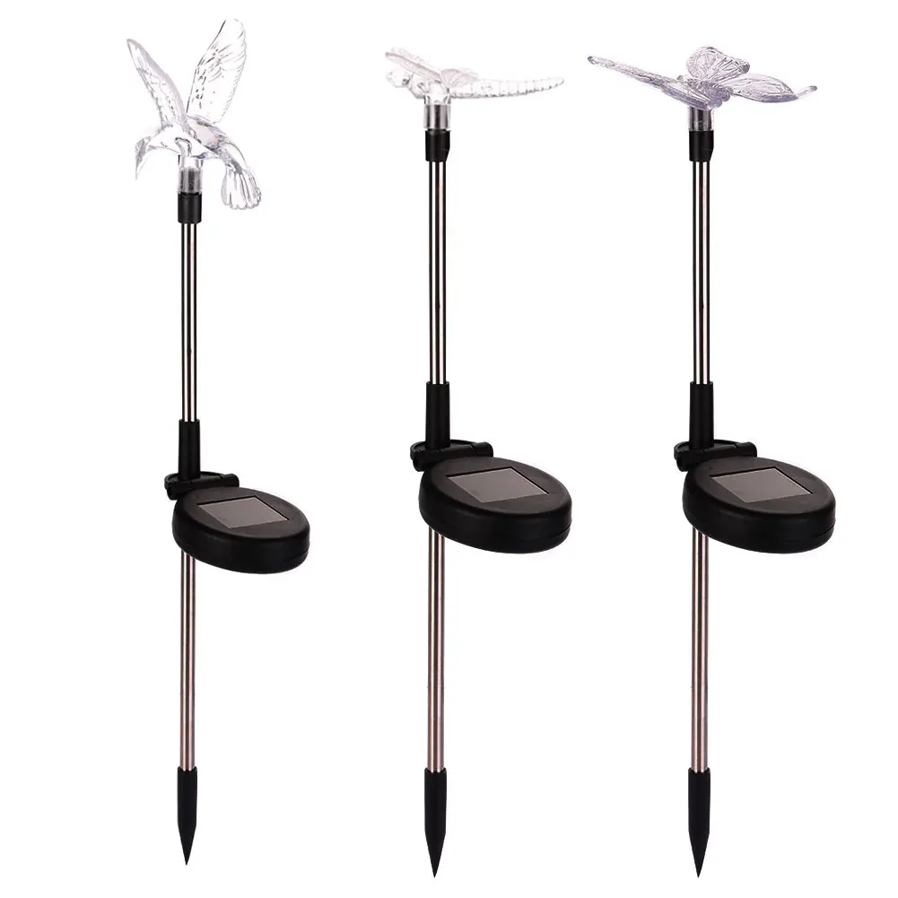 

Solar Light Outdoor Lamp Garden Waterproof Dragonfly/Butterfly/Bird Changing LED Yard Beam